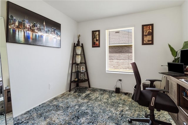 view of carpeted home office