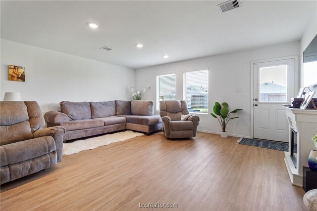 living room featuring light hardwood / wood-style flooring