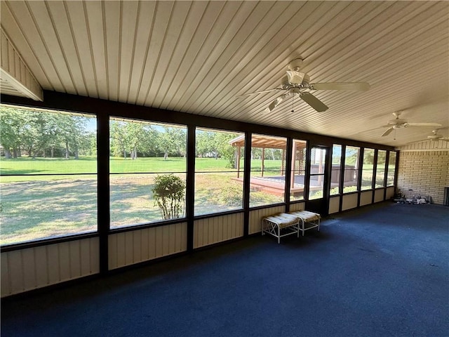 67 Fairway Dr, Hilltop Lakes, TX 77871 - unfurnished sunroom with ceiling fan