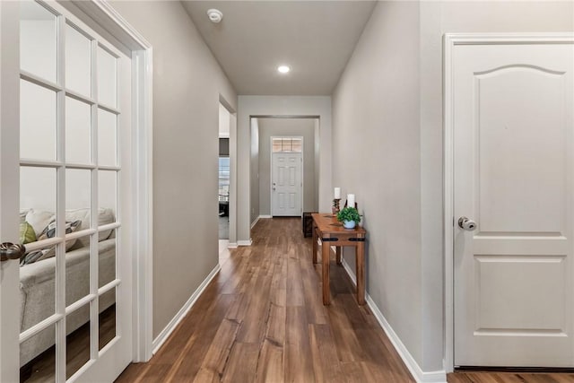 6317 Daytona Dr, College Station, TX 77845 - corridor featuring baseboards, wood finished floors, and recessed lighting