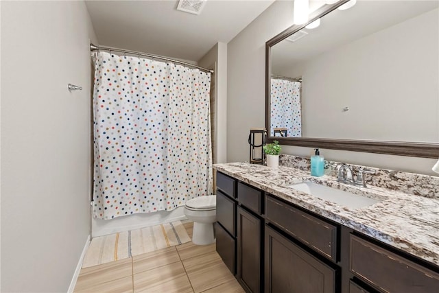 6317 Daytona Dr, College Station, TX 77845 - bathroom with toilet, vanity, tile patterned floors, and visible vents