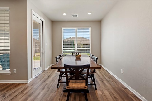 6317 Daytona Dr, College Station, TX 77845 - dining area with wood finished floors, recessed lighting, baseboards, and visible vents