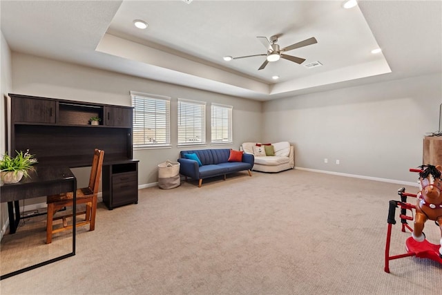 6317 Daytona Dr, College Station, TX 77845 - sitting room with a raised ceiling, baseboards, and light colored carpet