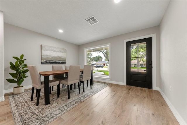 dining area featuring light hardwood / wood-style flooring