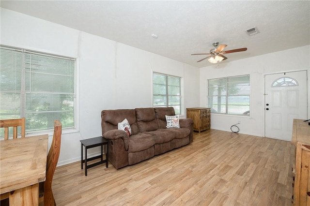 202 S Broadway St, Caldwell, TX 77836 - living room featuring ceiling fan and light wood-type flooring