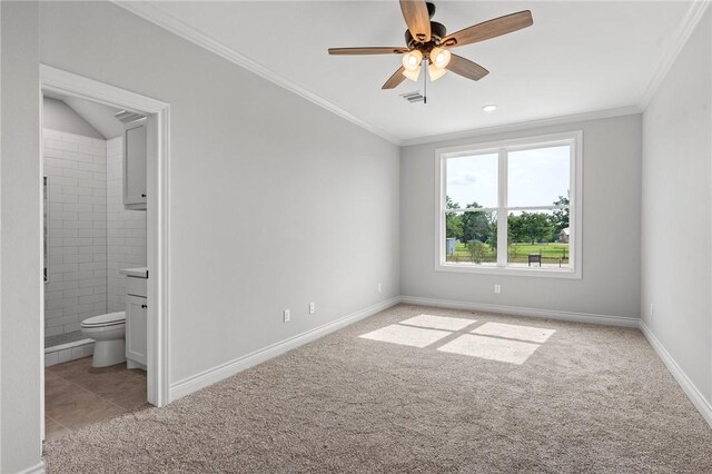 13291 Hopes Creek Rd, College Station, TX 77845 - unfurnished bedroom with ornamental molding, carpet, baseboards, and connected bathroom