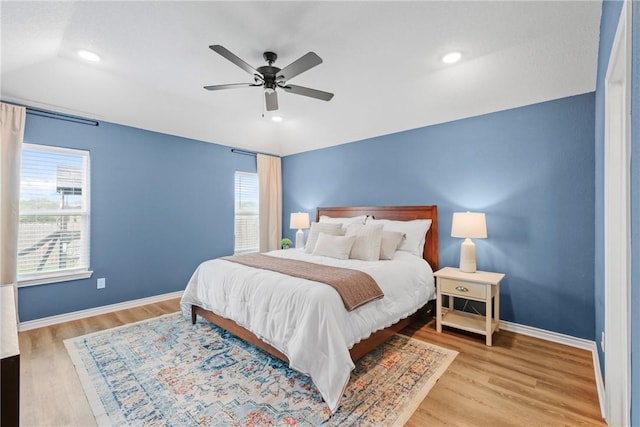 3448 Pointe Du Hoc Dr, Bryan, TX 77808 - bedroom featuring wood finished floors, recessed lighting, and a ceiling fan