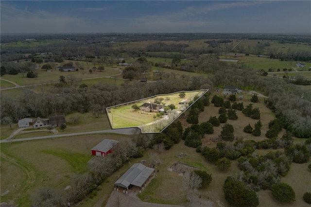 drone / aerial view featuring a rural view