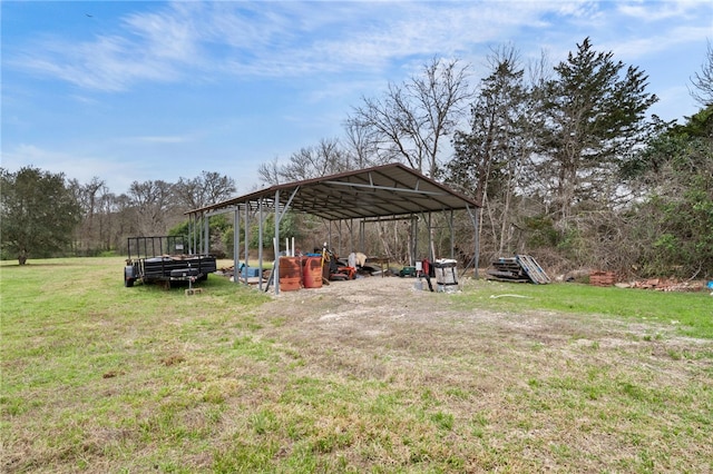 view of parking / parking lot featuring a detached carport