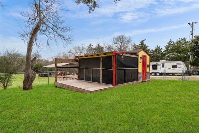 view of outbuilding with an outdoor structure and fence private yard