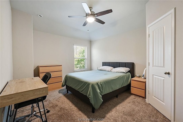 bedroom with carpet and ceiling fan