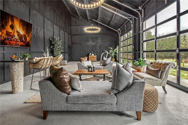 interior space with plenty of natural light and a chandelier