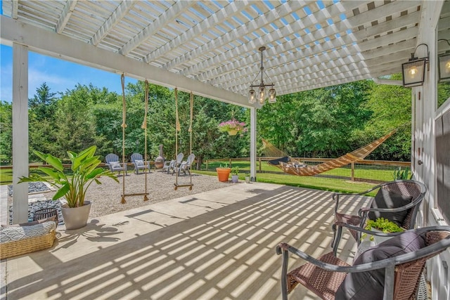 view of patio / terrace featuring a pergola