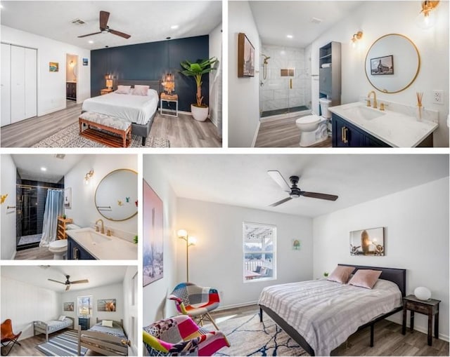 6191 Bethel Cemetery Rd, North Zulch, TX 77872 - bedroom with a sink, wood finished floors, and ensuite bath
