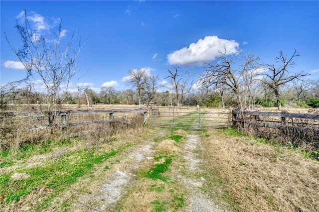 view of yard with a rural view