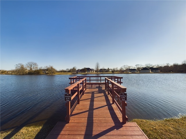 dock area featuring a water view