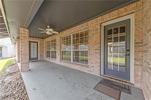 view of patio / terrace with ceiling fan