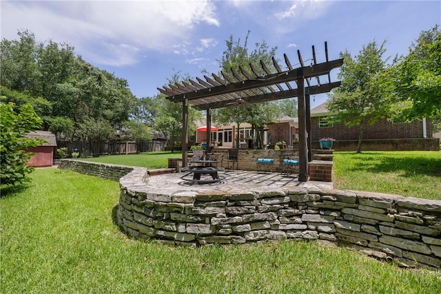 1713 Cardinal Ln, College Station, TX 77845 - view of yard with a patio and a pergola
