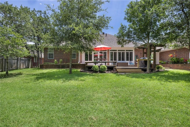1713 Cardinal Ln, College Station, TX 77845 - rear view of house featuring brick siding and a deck