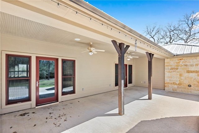 view of patio / terrace with a ceiling fan