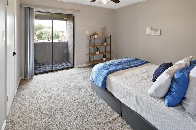 1900 Dartmouth St Unit E3, College Station, TX 77840 - carpeted bedroom with access to exterior and ceiling fan