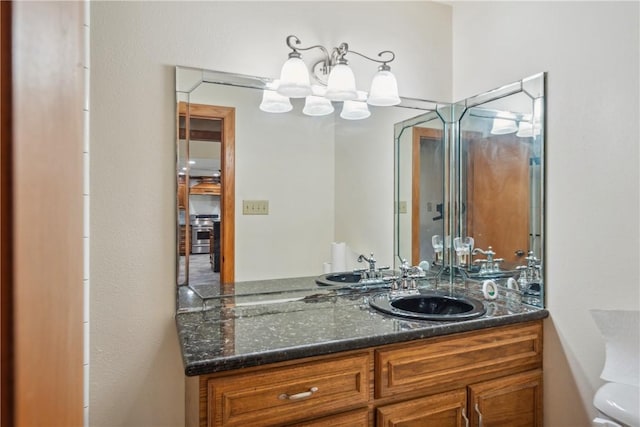 22349 Fm 359th Rd, Hempstead, TX 77445 - bathroom with vanity and a chandelier