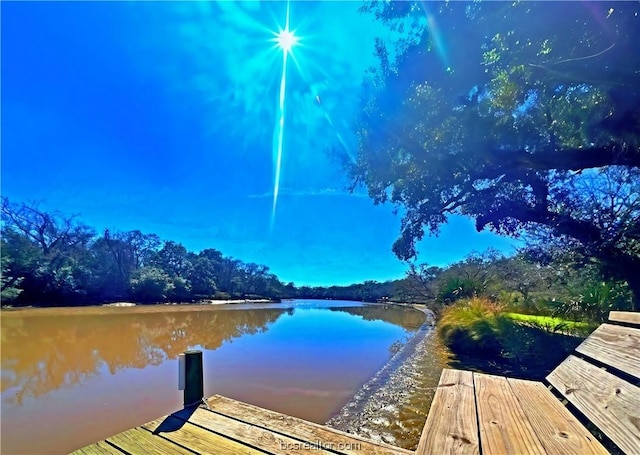 view of dock featuring a water view