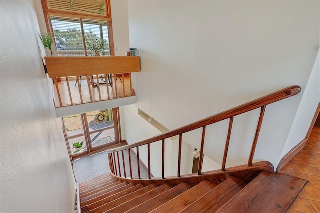 stairs with parquet floors