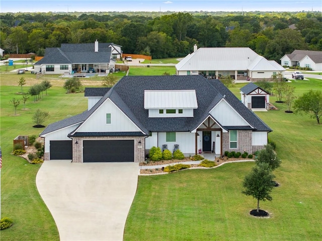 modern farmhouse featuring a garage