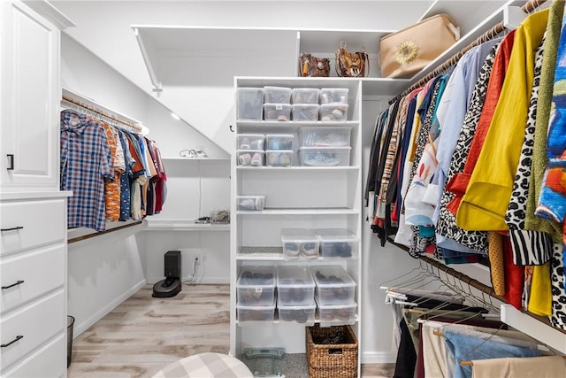 spacious closet with light hardwood / wood-style floors