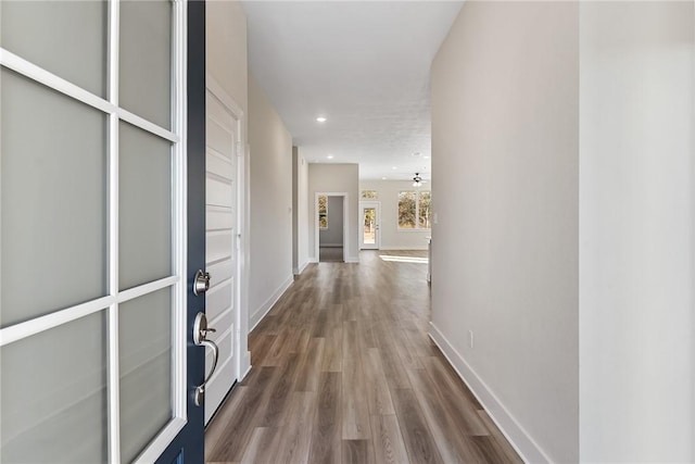 hallway featuring hardwood / wood-style floors