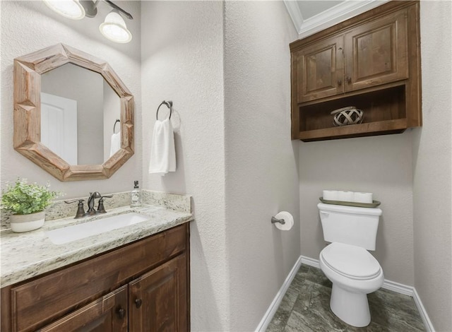 4004 Wild Creek Ct, College Station, TX 77845 - half bath with vanity and ornamental molding