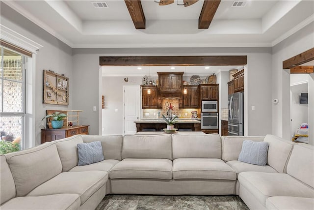 4004 Wild Creek Ct, College Station, TX 77845 - living room with beamed ceiling
