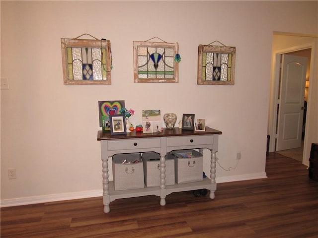details featuring wood finished floors and baseboards