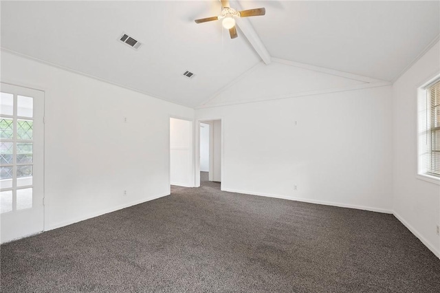 1202 Berkeley St, College Station, TX 77840 - spare room featuring ceiling fan, dark carpet, and baseboards