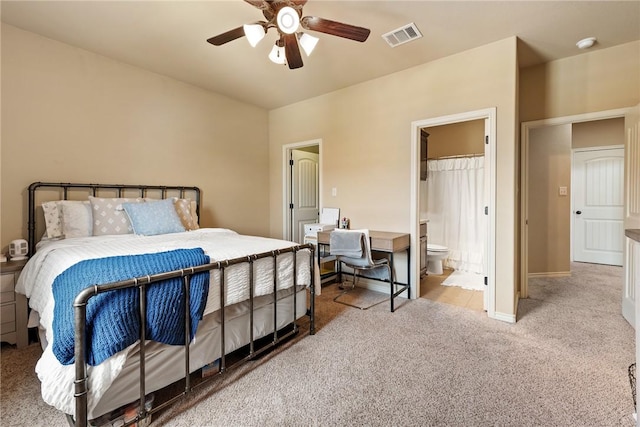 3015 Towers Pkwy, College Station, TX 77845 - carpeted bedroom with ceiling fan and connected bathroom