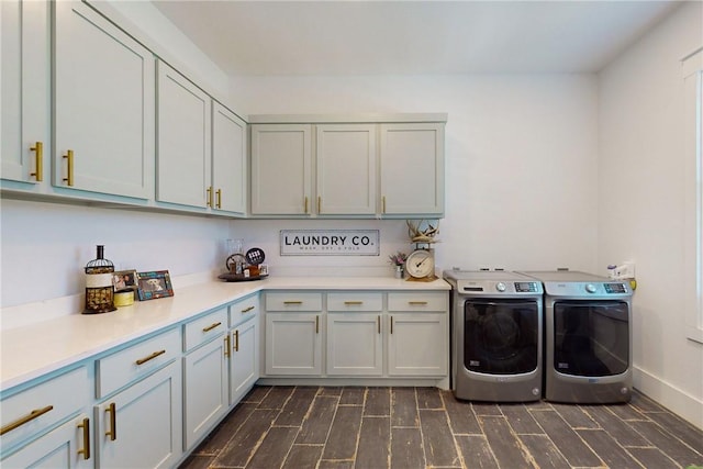 1981 County Road 202, Caldwell, TX 77836 - washroom with cabinet space, washer and dryer, and wood tiled floors