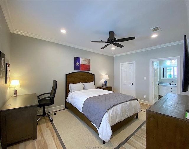801 Luther St W Unit 1407, College Station, TX 77840 - bedroom featuring light wood-style floors, baseboards, a desk, a ceiling fan, and recessed lighting