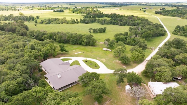 birds eye view of property featuring a rural view