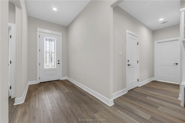 foyer with hardwood / wood-style floors