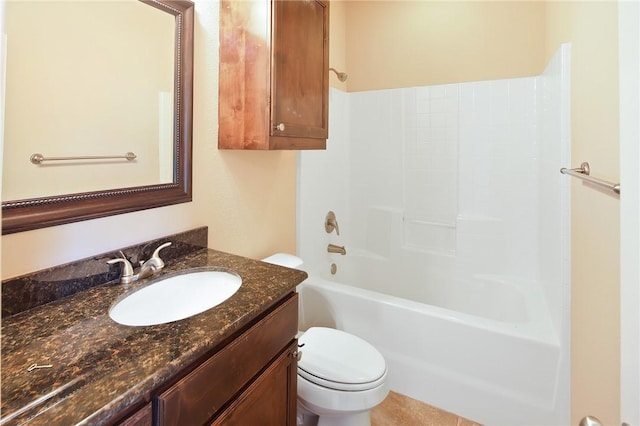 full bathroom featuring vanity, shower / bathtub combination, and toilet