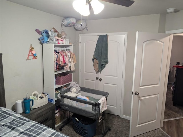 bedroom with a closet and ceiling fan