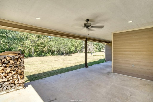 view of patio / terrace featuring ceiling fan