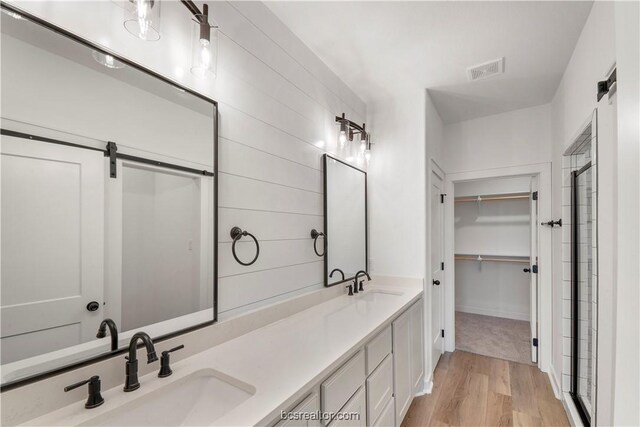 bathroom featuring hardwood / wood-style floors and vanity