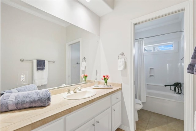 5106 Bellerive Bend Dr, College Station, TX 77845 - full bathroom with tile patterned floors, shower / tub combo, toilet, and vanity