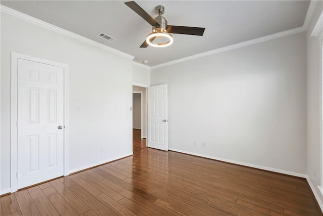 5106 Bellerive Bend Dr, College Station, TX 77845 - empty room with wood finished floors, baseboards, ceiling fan, and visible vents