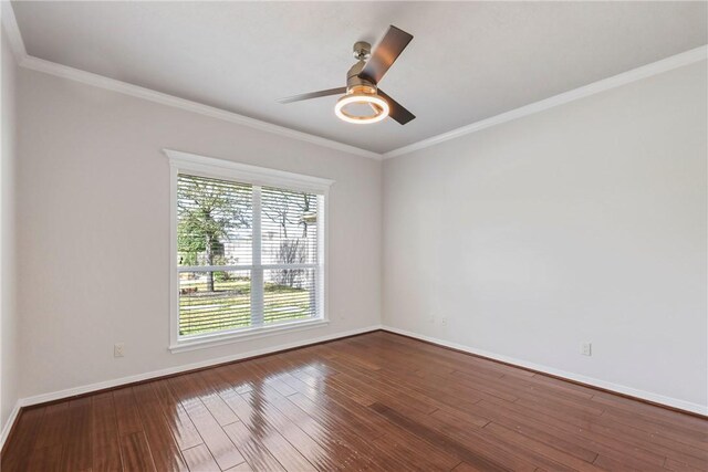 5106 Bellerive Bend Dr, College Station, TX 77845 - spare room featuring baseboards, ornamental molding, wood finished floors, and ceiling fan