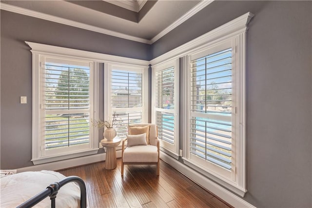 5106 Bellerive Bend Dr, College Station, TX 77845 - sitting room with wood-type flooring and ornamental molding