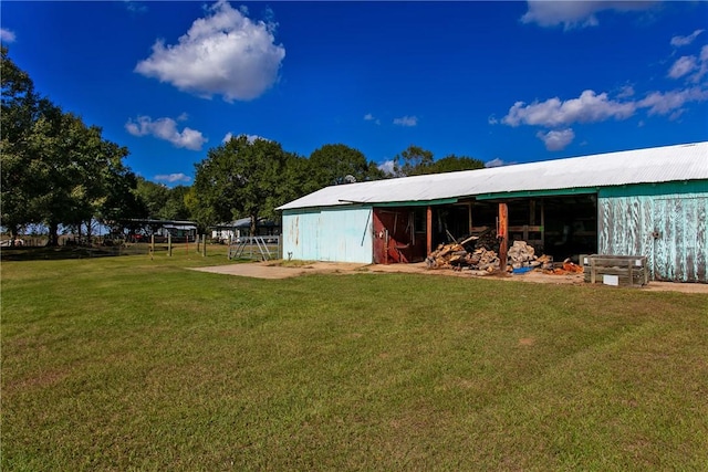 exterior space with an outbuilding