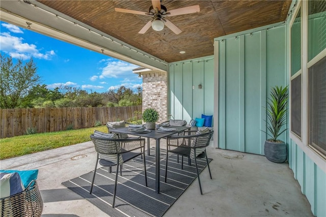 view of patio / terrace with ceiling fan